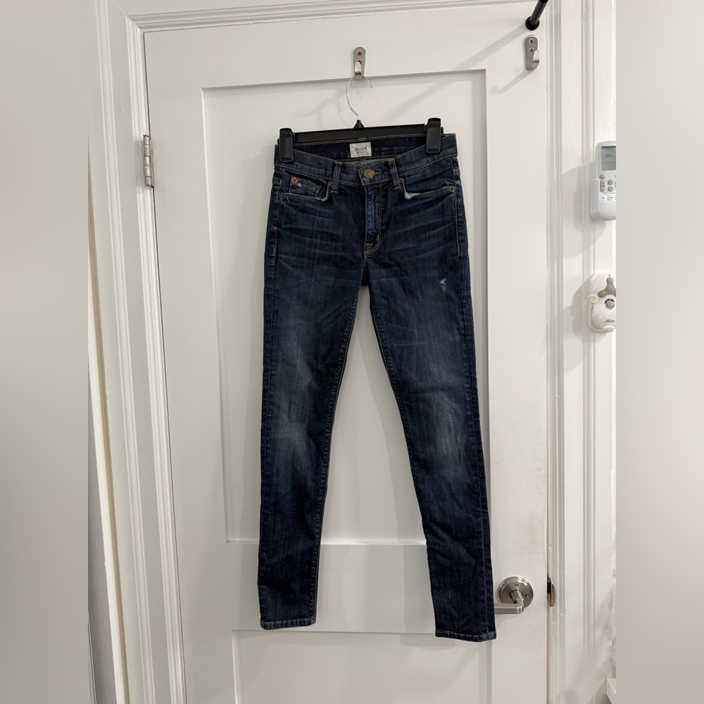 Hudson Jeans dark blue lightly distressed skinny jeans (fair condition)